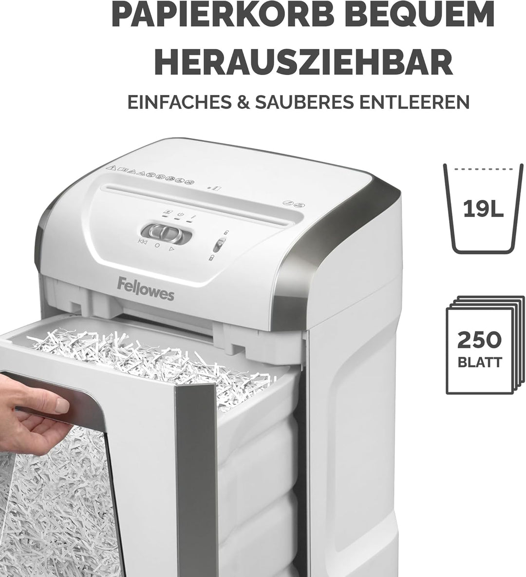Fellowes Aktenvernichter für das Büro zu Hause - 15 Blatt Querschnitt Aktenvernichter für den Schrei