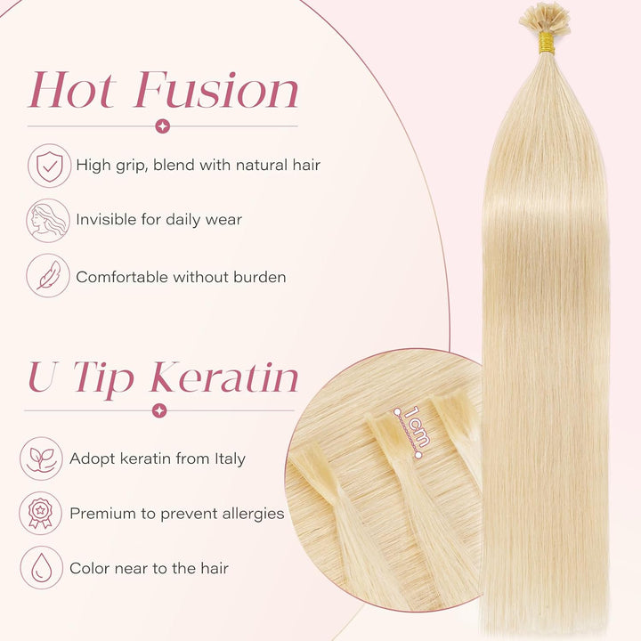 Elailite Bonding Extensions Echthaar Haarverlängerung Keratin U-Tip Haarverlängerung 100% Menschenha