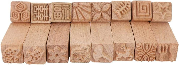 Atyhao Holz Ton Keramik Stempel, 16Pcs Keramik Werkzeuge Briefmarken Ton Dekorative Stempel Handgesc