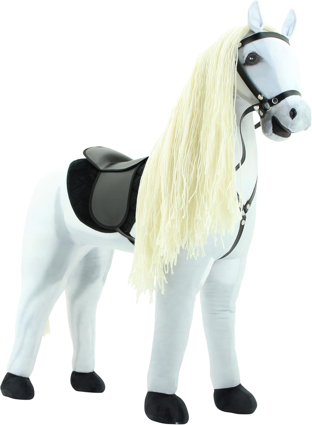 Sweety Toys Stehpferd zum Reiten- Plüschpferd Reittier Keine Montage erforderlich (weiss), Weiß