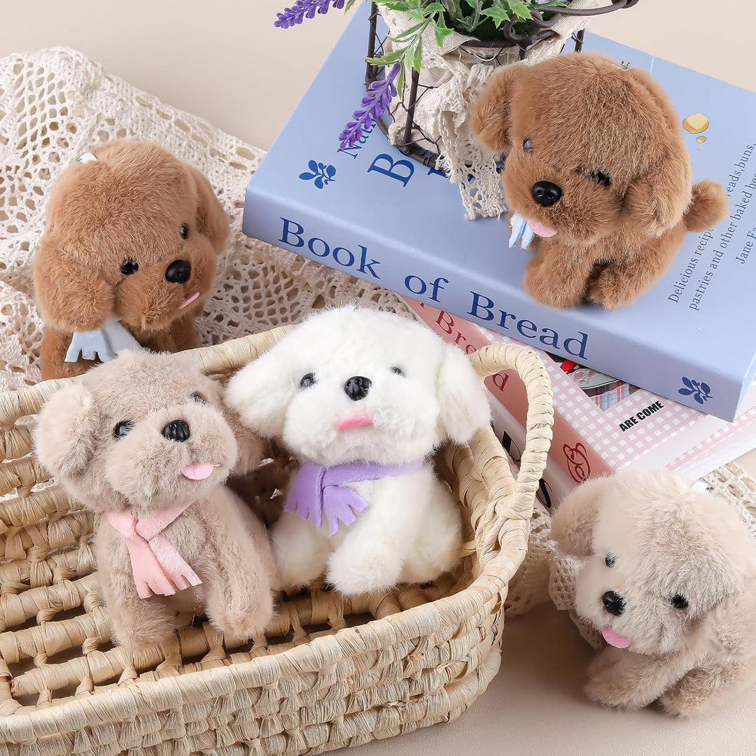 ANBOOR 6pcs 12cm Hunde-Plüschtiere, süsses Hundewelpen-Plüschtier mit Schal, Duftende Teddys, kleine