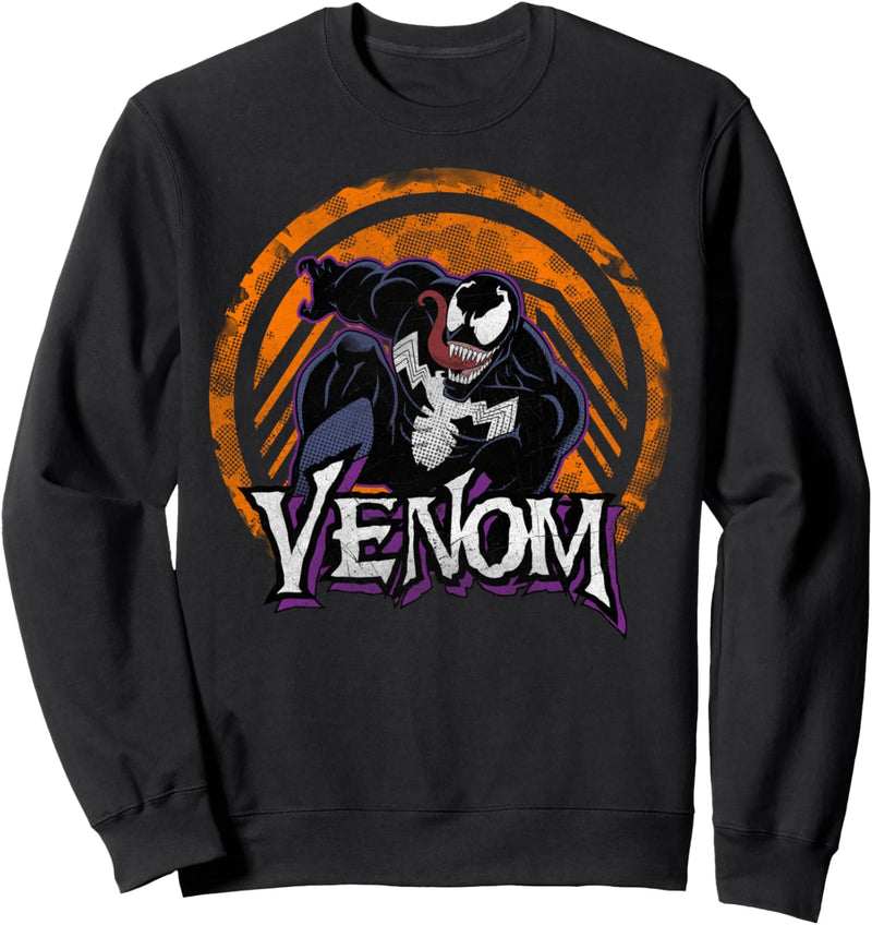 Marvel Venom Leap Logo Orange Tonal Logo Drop Sweatshirt