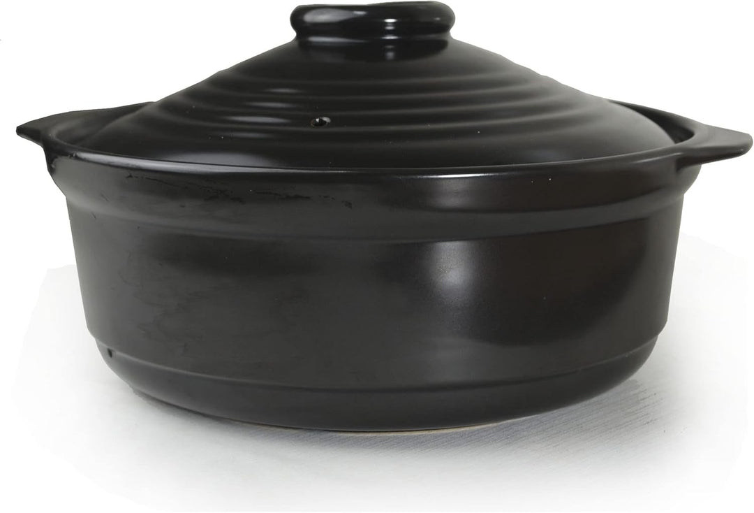 Kasserolle, Tontopf, hitzebeständig, Premium-Keramikschalen, Deckel, Kochen, Suppe, Schwarz (Keramik