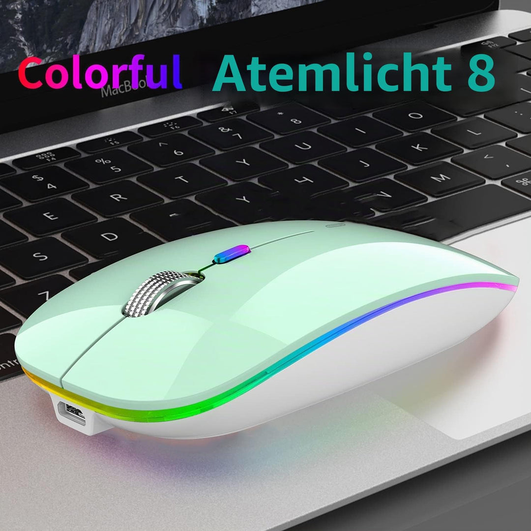Uiosmuph G12 Maus Kabellos, LED 2.4G Leise Funkmaus Wiederaufladbar Wireless Mousemit Nano USB Empfä