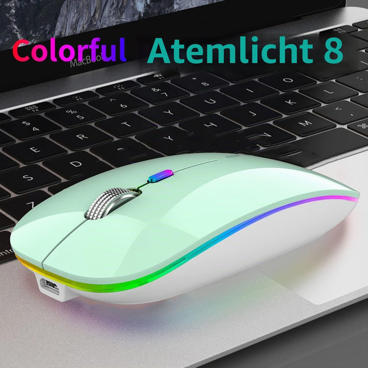 Uiosmuph G12 Maus Kabellos, LED 2.4G Leise Funkmaus Wiederaufladbar Wireless Mousemit Nano USB Empfä