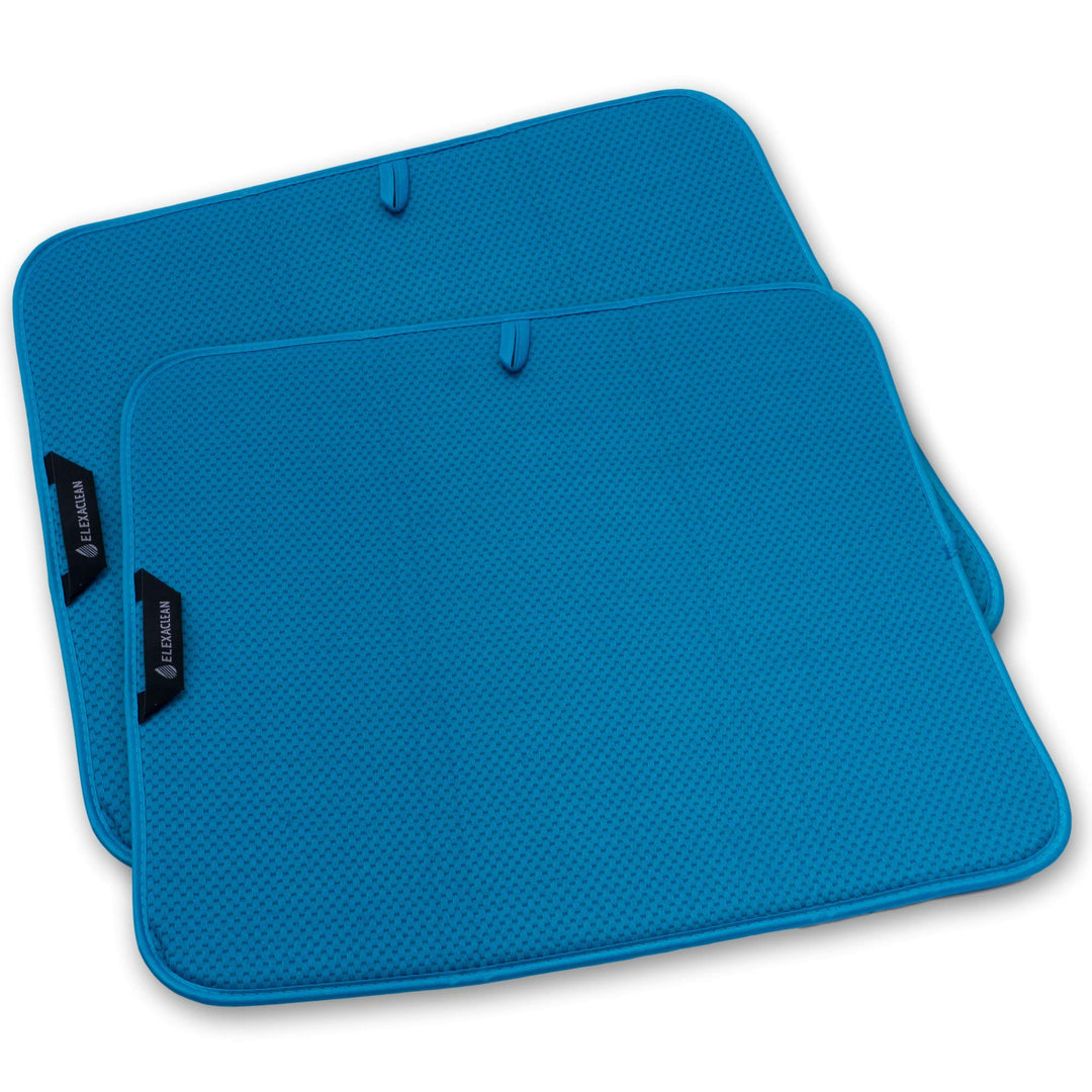 ELEXACLEAN Abtropfmatte Geschirr (2 Stück, Türkis / Grün-Blau, 44x41 cm) Mikrofaser Schutz für Küche