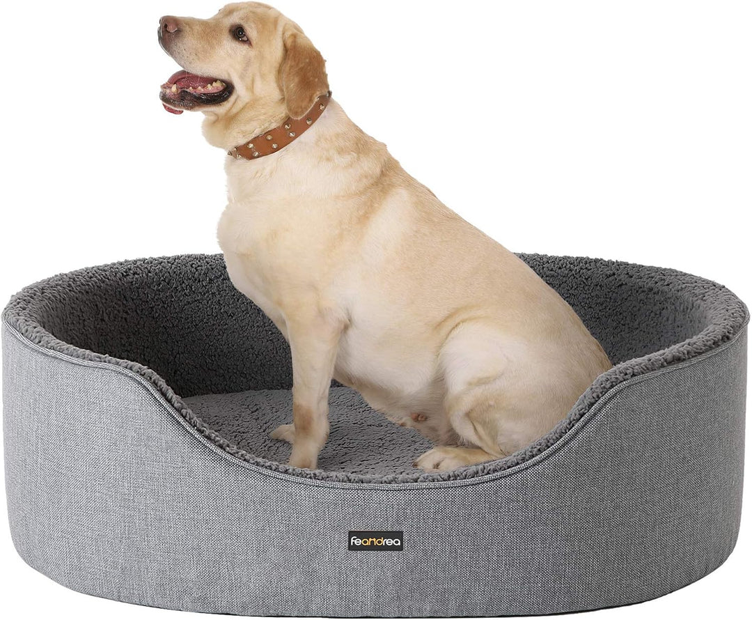 Feandrea Hundebett, Hundekorb, Wendekissen, 92 x 72 x 28 cm, grau PGW33GG Grau L 92 x B 72 x H 28 cm