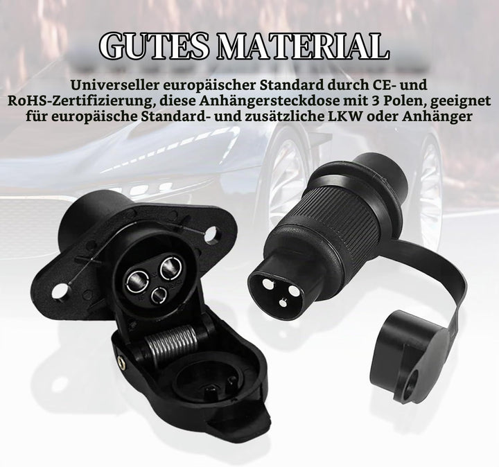 4 Stück Stecker 3 Polig und Steckdose 3 Polig,3 Polig Traktor Stecker Steckdose 12V,Anhänger Stecker