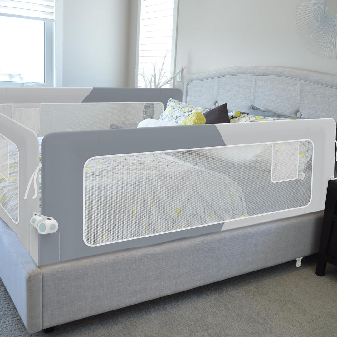 YUENFONG 180cm Bettgitter Bettschutzgitter Rausfallschutz für Kinder, Höhenverstellbar 72 bis 96cm K