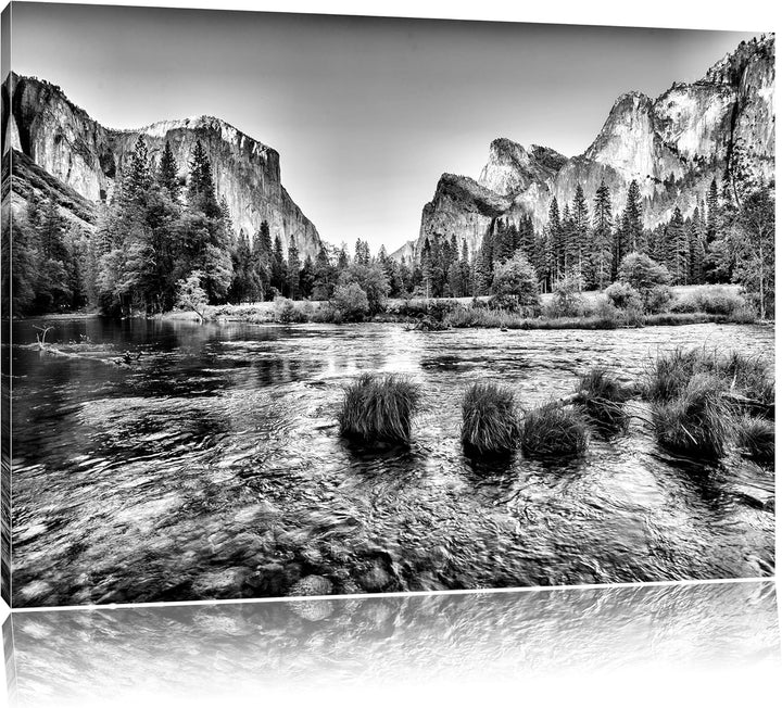 Pixxprint Berglandschaft als Leinwandbild/Grösse: 100x70 / Wandbild/Kunstdruck/fertig bespannt, 100x