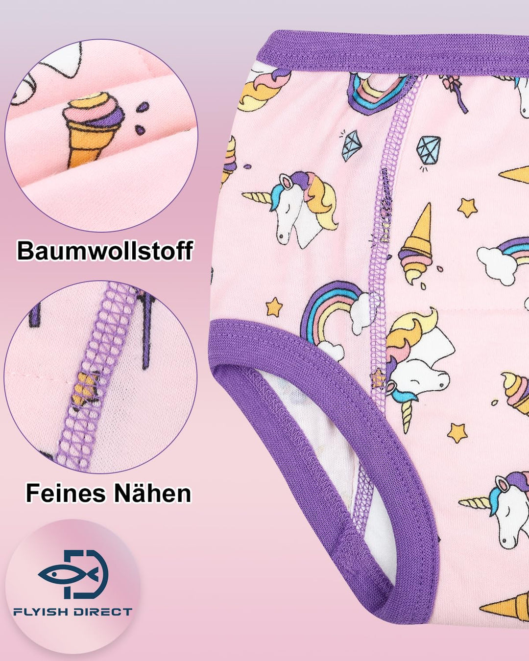 FLYISH DIRECT Töpfchen Trainingshose, Packung mit 10 Töpfchentraining Unterwäsche, 2-9 Jahre Töpfche