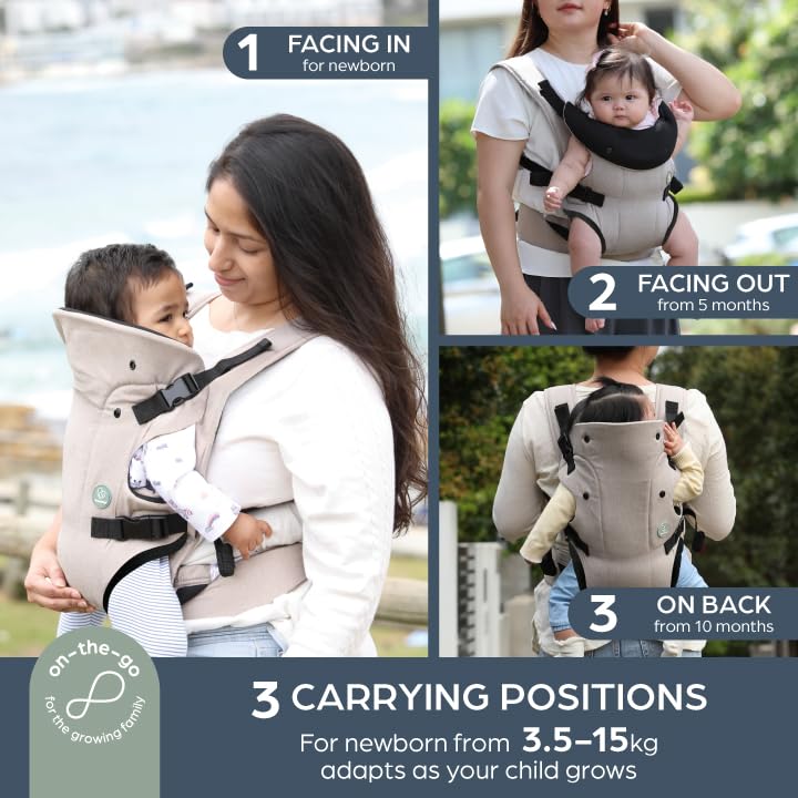 Dreambaby Journey Adjustable 3-in-1 Baby Carrier for Newborn to Toddler up to 15kg - Comfortable, Ve
