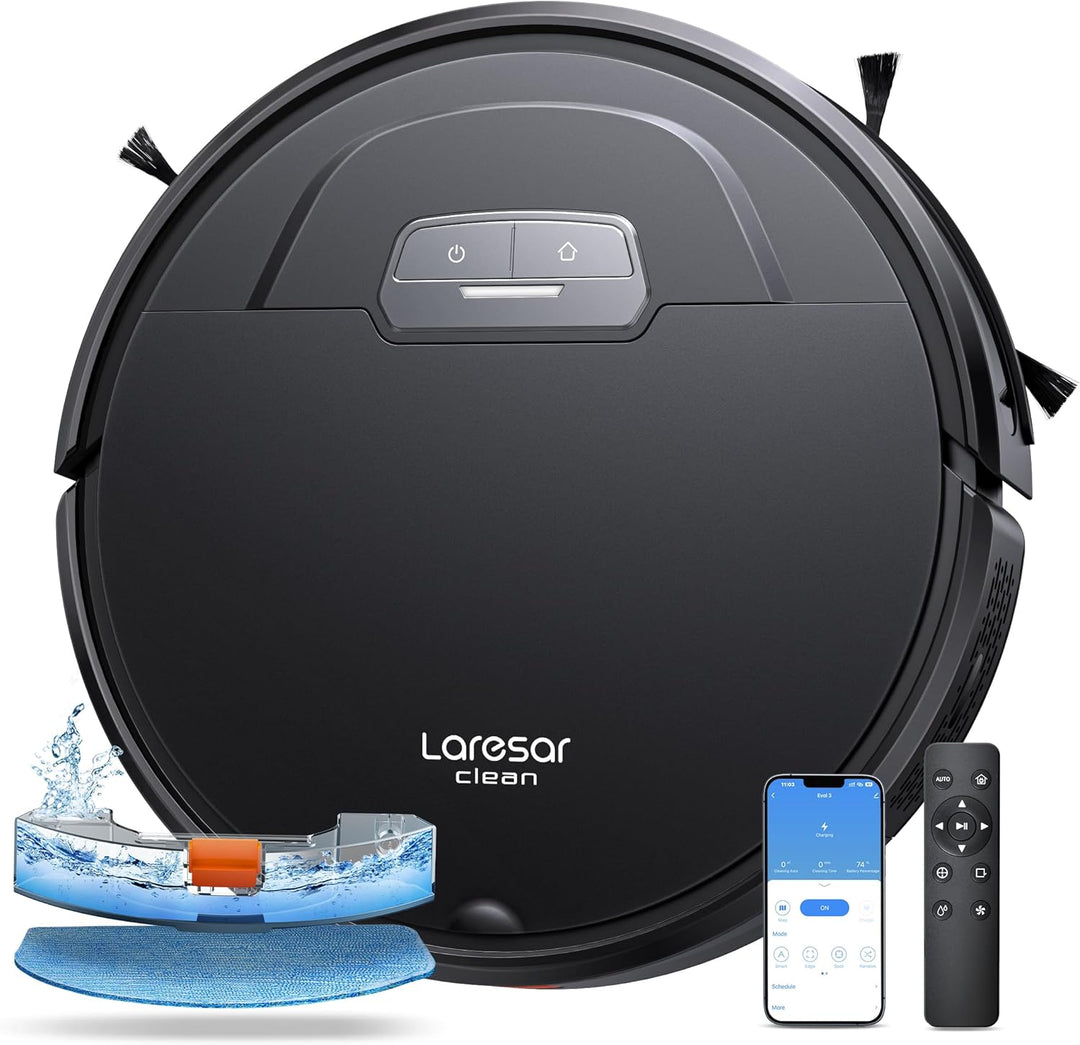 Laresar Clean Saugroboter mit Wischfunktion, 4500Pa Saugroboter, 3 in 1 Staubsauger Roboter funktion