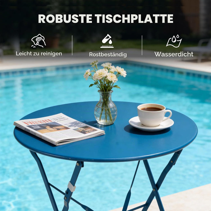 Grand patio Bistro Set 3 Stück, Balkonset, Sitzgruppe 2 Stühle und 1 Tisch, Premium Stahl, Klappbar,