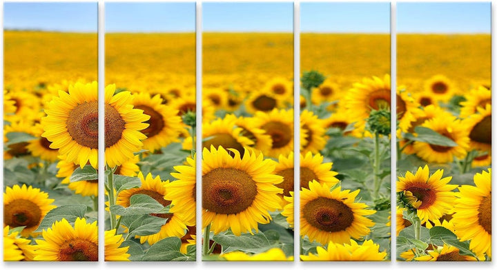 islandburner Bild auf Leinwand Schönes Sonnenblumenfeld Im Sommer Bilder Wandbilder Poster, Leinwand