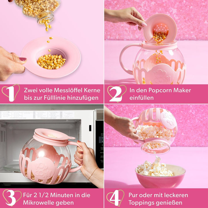 FACKELMANN Paris Hilton – Popcornmaker aus Borosilikatglas und Kunststoff – Perfekt für süsses & sal