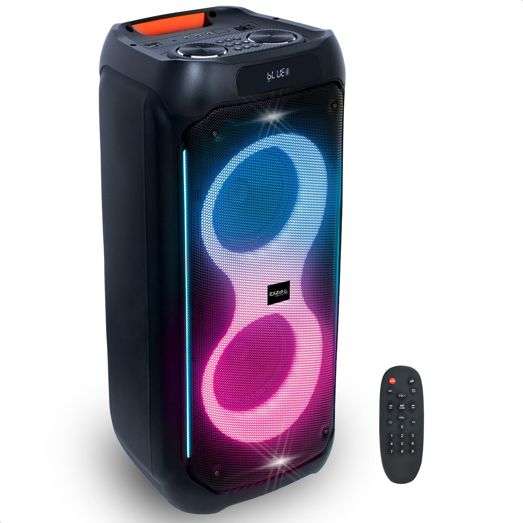 Ibiza - COLUMBA800 - Leistungsstarker 2x8/20cm Akku-Lautsprecher - Bluetooth, Micro-SD, USB, Aux, 2