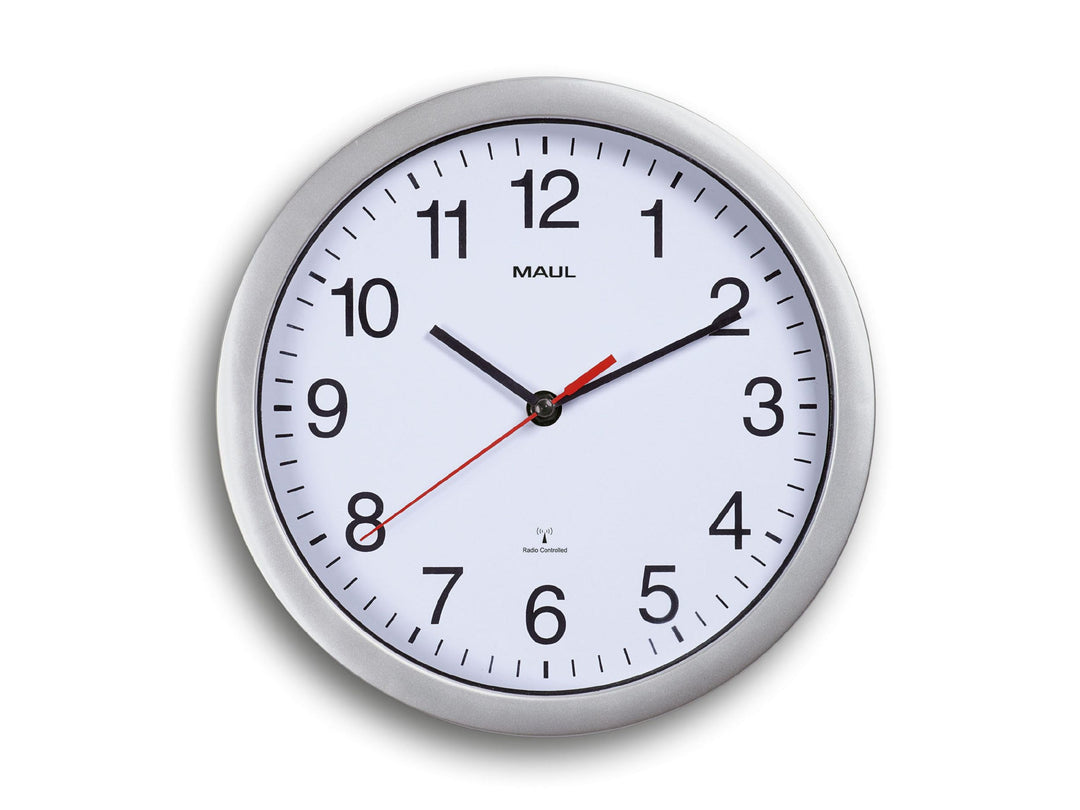 Maul Wanduhr MAULrun Ø 25 cm | stilvolle Funkuhr mit automatischer Zeiteinstellung | ideal für Wohnz