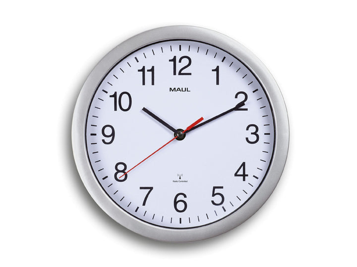 Maul Wanduhr MAULrun Ø 25 cm | stilvolle Funkuhr mit automatischer Zeiteinstellung | ideal für Wohnz