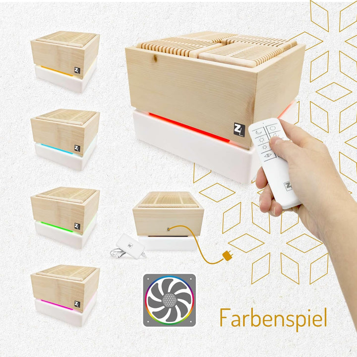 Zirben Familie I ZirbenLuftreiniger AURA PLUS Luftreiniger & Luftbefeuchter für Räume bis 40 m² I ge