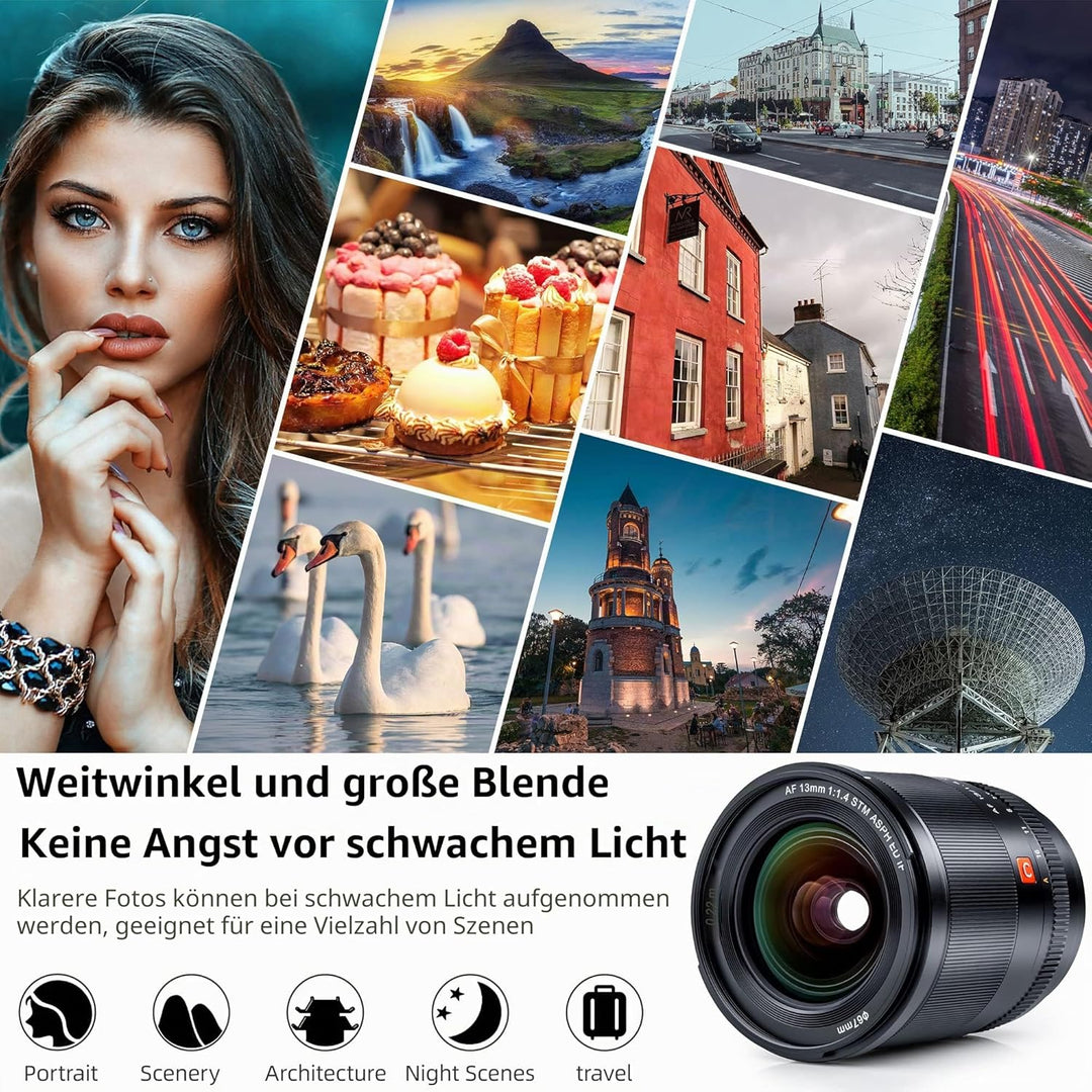 VILTROX AF 13mm f1.4 XF Weitwinkel Objektiv APS-C Autofokus für Fuji X Mount Kamera X-A20 X-T4 X-E4