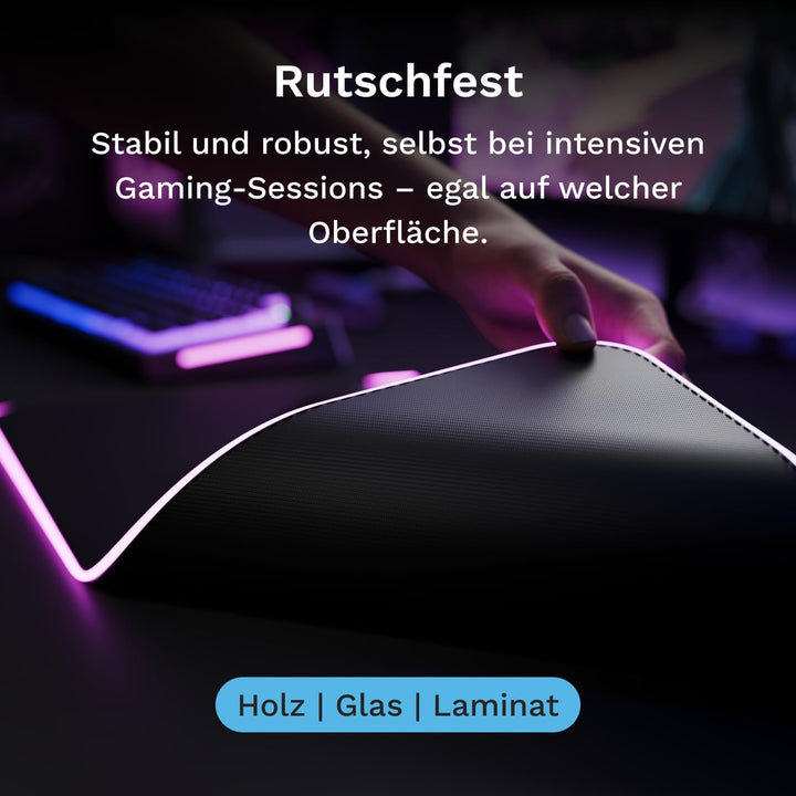 Glorious Gaming Mauspad GMP 2 GLED XL Extended – 2-Zonen-RGB-Beleuchtung, InfiniGlow Nahtloser Rand,