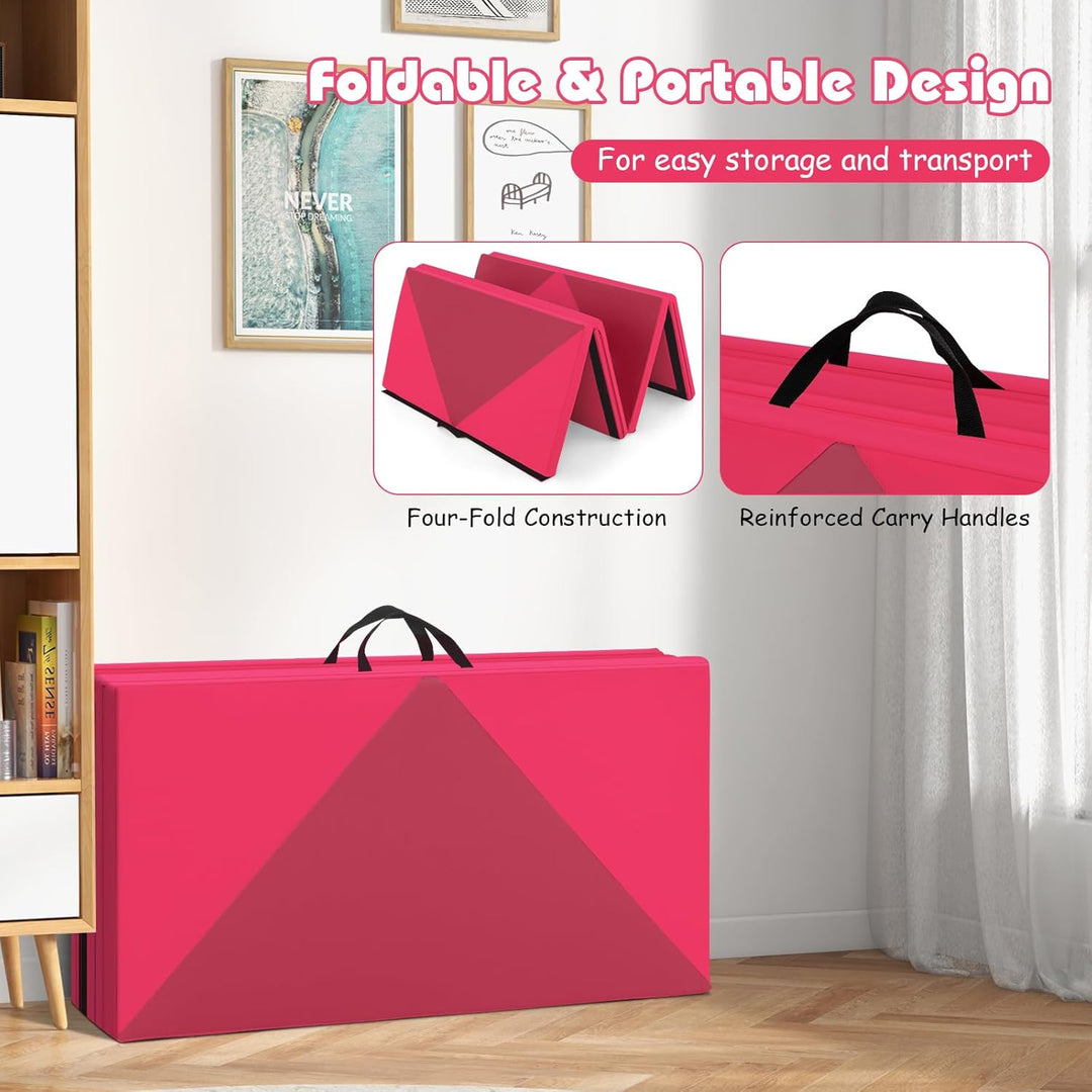 GOPLUS Turnmatte klappbar, 240×117×5cm Weichbodenmatte mit 2 Tragegriffen & Klettverschlüssen, Gymna