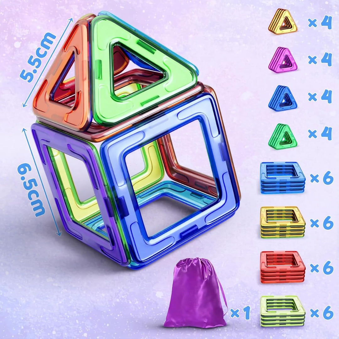 COOLJOY Magnetische Bausteine| 40 Teile Magnetbausteine Magnete Kinder | Magnetspielzeug Tiles | Mag