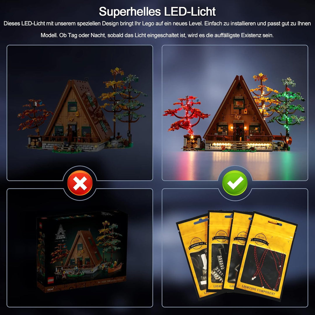 Fernbedienung Licht-Kit für Lego A-Frame Cabin, Led Beleuchtungs Set Kompatibel mit Lego 21338 Ideas