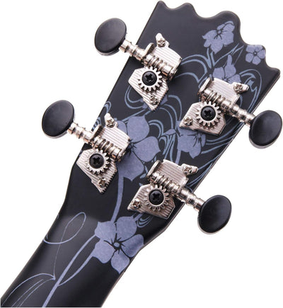 Classic Cantabile BeachBuddy "Black Beauty" Sopran Ukulele SET inkl. Tuner und Noten (Uke, Hawaii Gi