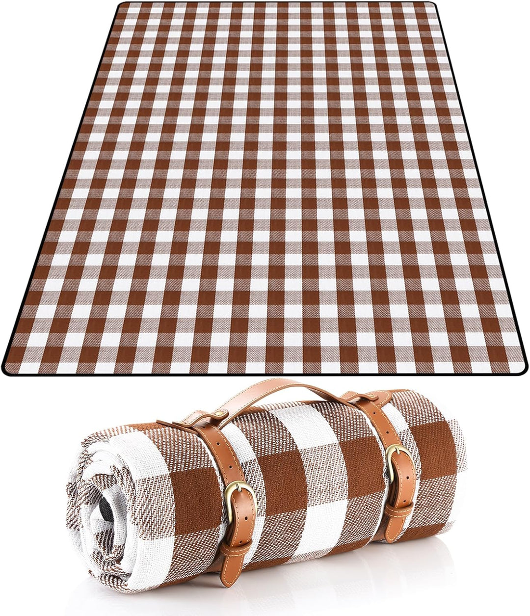LIYUABU Picknickdecke 150 x 200cm,Braun Picknickdecke Wasserdicht,Tragbare Extra Grosse Stranddecke,