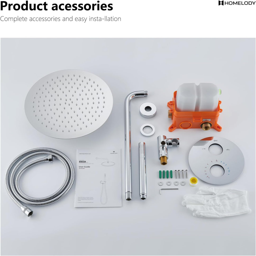 HOMELODY Regendusche Unterputz Duschsystem mit Thermostat,Unterputz Duscharmatur Unterputz Dusche Du