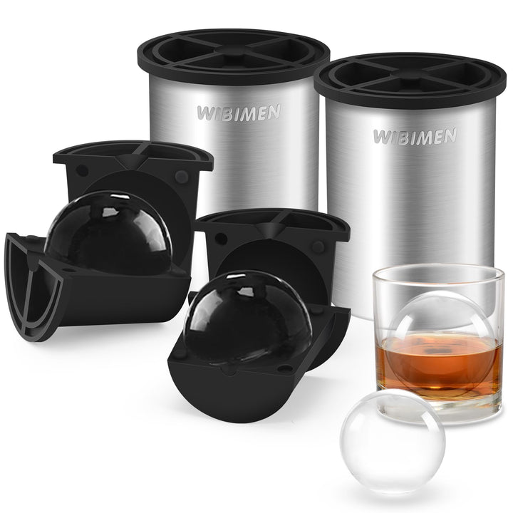 Klarer Eiswürfelbereiter, 6,4 cm Eisbälle, Eisballbereiter aus kristallklarem Edelstahl, BPA-freie P