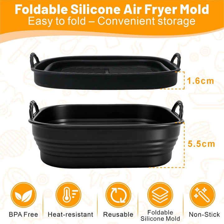 Silikonform Heissluftfritteuse Zubehör, Leicht zu Reinigen/220°C/Verdickt Silikoneinsatz für Airfrye