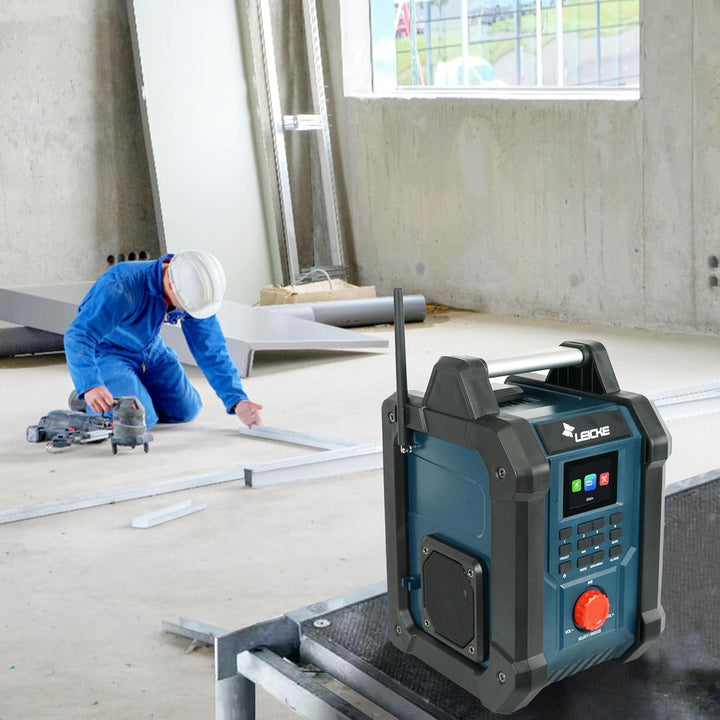 Baustellenradios - Digitales und Robustes Radio mit DAB+, FM, Bluetooth, AUX, 4000mAh Akku, 2 x 15W