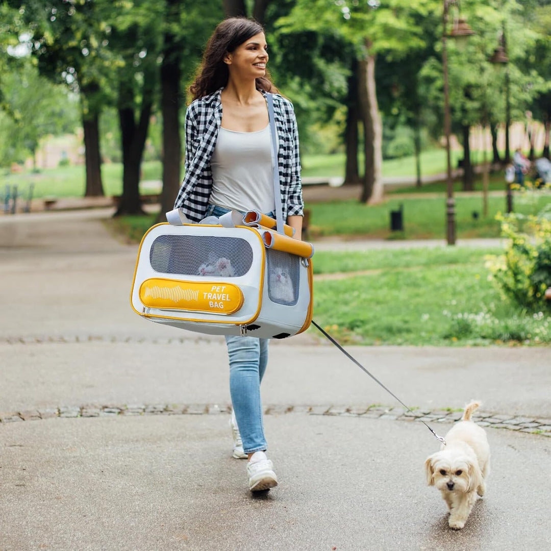 PETCUTE Haustier Tragetasche,Faltbare Hundetasche katzentragetasche mit Herausnehmbarer Matte,Atmung