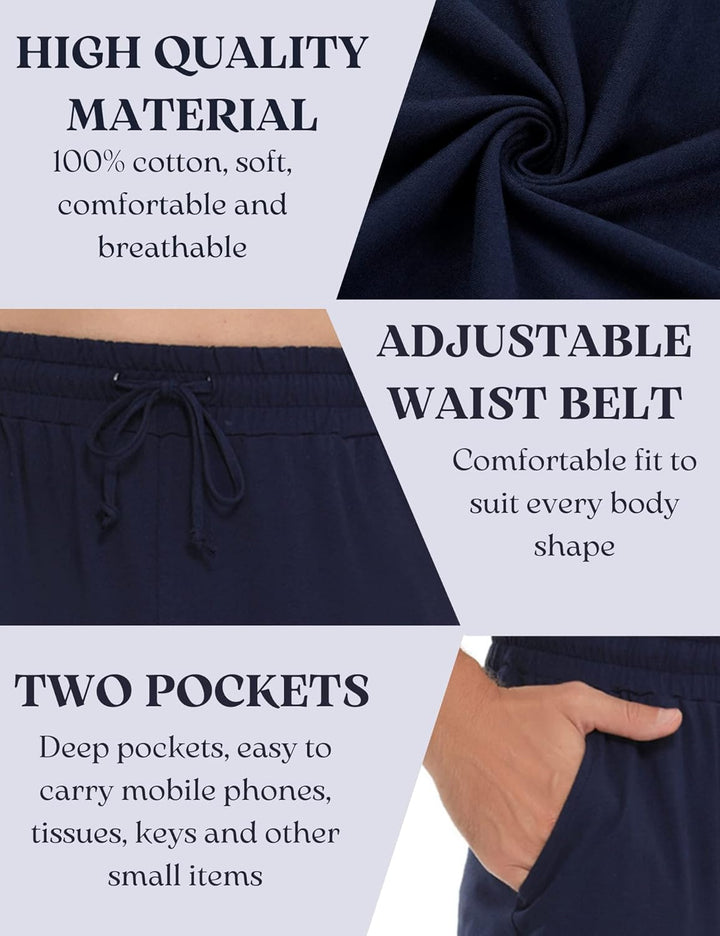 Marvmys 100% Baumwolle Herren Lange Schlafanzughose Einfarbige Pyjamahose Schlafhose Haushose Freize