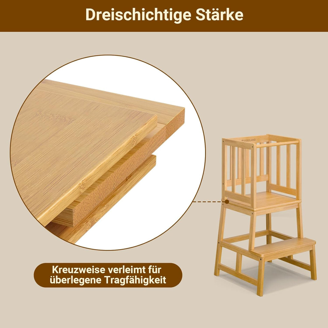 COSYLAND Lernturm ab 1 Jahr – Montessori Learning Tower für Kinder – Sicherer Kinder Lernturm ab 2 J