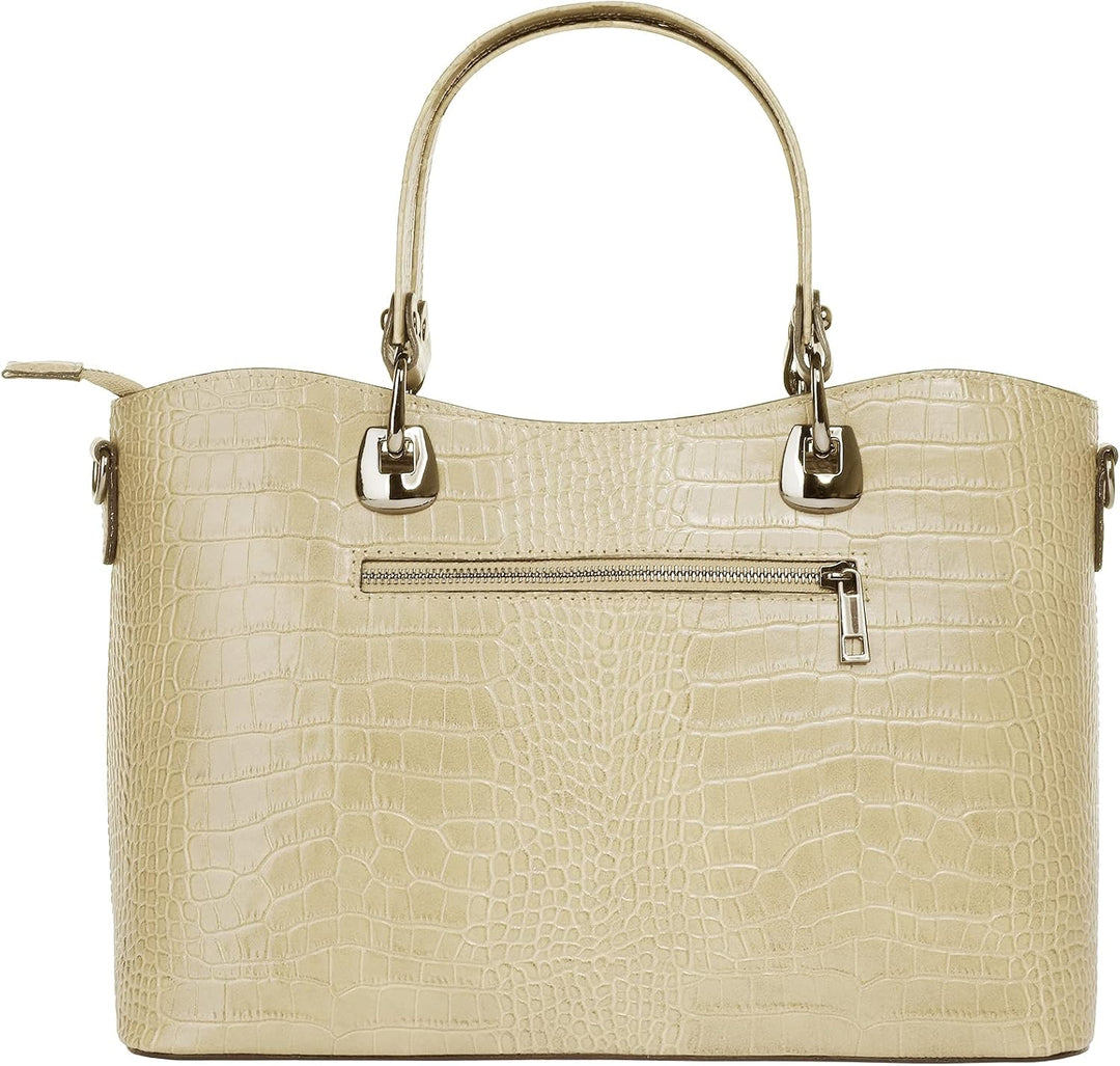 Handtasche Echt Leder Damen 021168 Made in Italy, Smartphonefach, Damenhandtasche im Kroko-Design, U