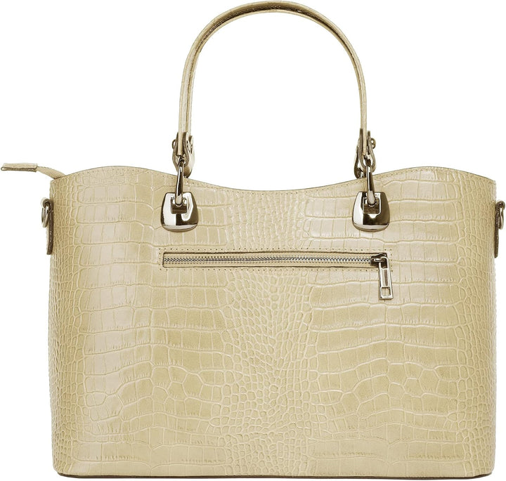 Handtasche Echt Leder Damen 021168 Made in Italy, Smartphonefach, Damenhandtasche im Kroko-Design, U