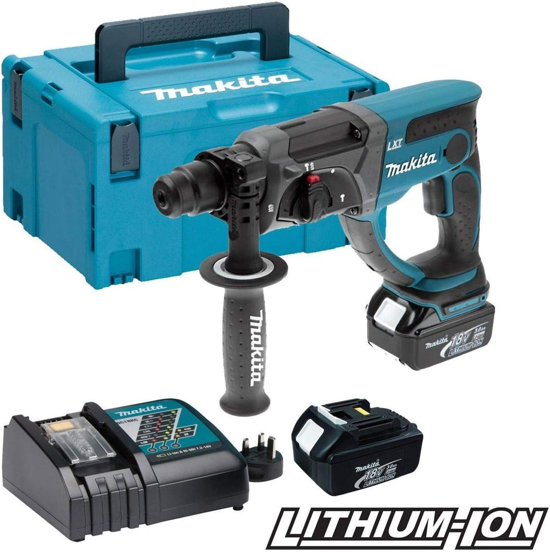 perfo-burineur SDS-Plus 18 V Li-Ion 3 Ah 20 mm Makita DHR202RFJ Blau, Silber