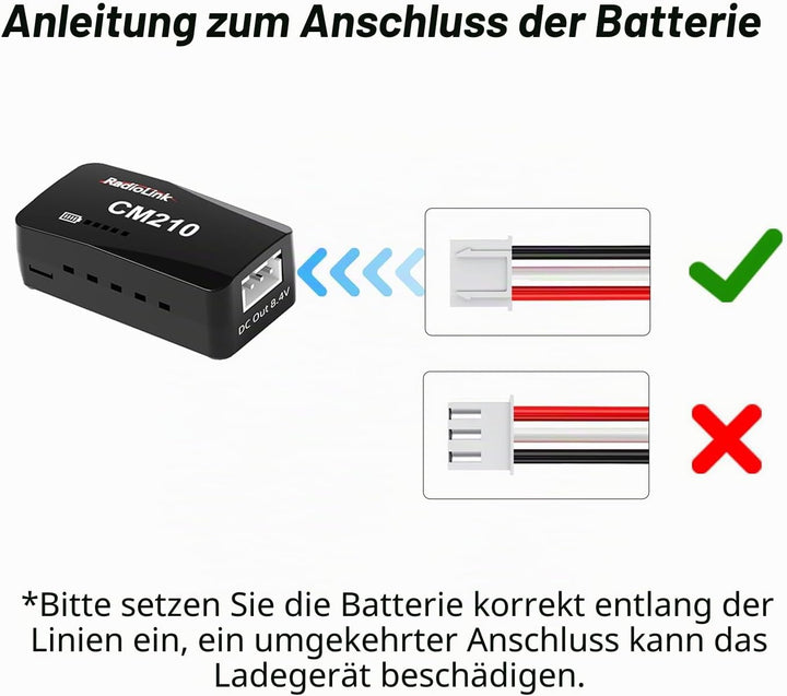 Radiolink CM210 1 Stück schneller 2S LiPo Akku Balance Ladegerät Micro Size USB Type-C Stecker, Netz