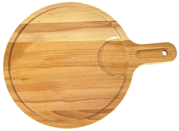 EFO Pizzabrett 30 cm | Pizzateller Holz aus massivem Buchenholz für Pizzaofen und Grill | Schneidebr