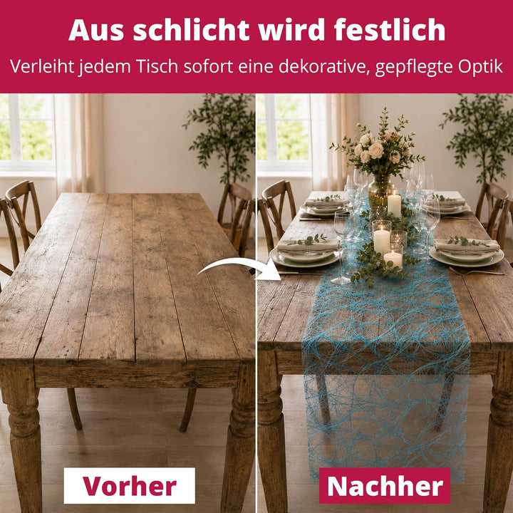 Sizoweb Tischläufer Tischband Dekoration Dekor Breite 30 cm Rollenlänge und Farbe wählbar Petrol Tür