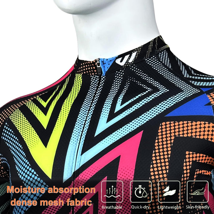 Wulibike Radtrikot Damen Langarm Fahrradtrikot Atmungsaktiv Rennrad Trikot mit 3 Rückentaschen 2-sch