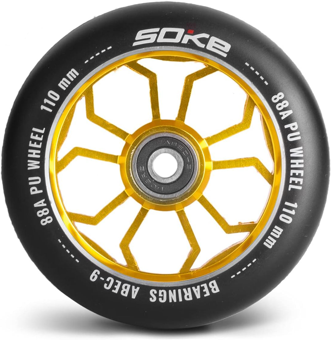 SOKE Scooter Räder 1679, 5x12x12cm, Zwei Stück, Gold, Langlebig, für Kinder, Jugendliche, Erwachsene