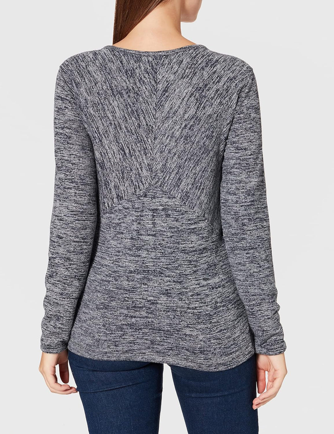 Timezone Damen Slim Henley Longsleeve T-Shirt XS Black Melange, XS Black Melange