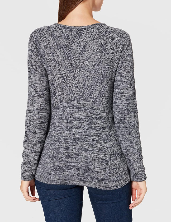 Timezone Damen Slim Henley Longsleeve T-Shirt XS Black Melange, XS Black Melange