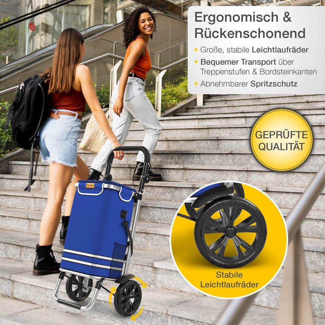 maxVitalis Einkaufstrolley klappbar, Einkaufswagen mit Kühlfach, 3in1 Trolley, Sackkarre & Umhängeta