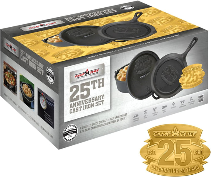 Camp Chef 25th Anniversary Cast Iron Set, 12" Dutch Oven und 12" Pfanne mit Deckel